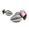 [This product does not support return, please do not purchase return guarantee service]CR-Heart-shaped Gun Color Metal Butt Plug Set Rose Red Base