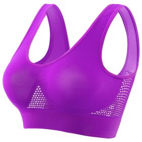 Plus Size Women's Small Chest Push-up Workout Running Yoga (Option: Grape Purple With Chest Pad-XL)