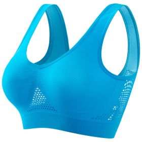 Plus Size Women's Small Chest Push-up Workout Running Yoga (Option: Lake Blue Ribbon Chest Pad-M)