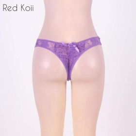 Sexy Lingerie Cut Out Underpants Briefs Lace See Through (Option: Purple-6XL)