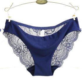 Lace ladies low waist briefs (Option: Tibetan blue-L)