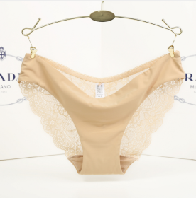 Lace ladies low waist briefs (Option: Skin colour-XL)