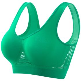 Plus Size Women's Small Chest Push-up Workout Running Yoga (Option: Emerald Green With Chest Pad-2XL)