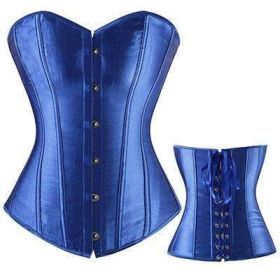 Bustier Lace up Boned Top Corset Waist Shaper (Option: M-Blue)