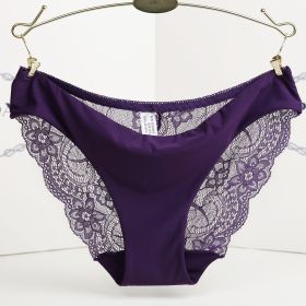 Lace ladies low waist briefs (Option: Purple-S)