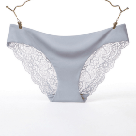 Lace ladies low waist briefs (Option: Light Gray-XL)