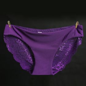 Lace ladies low waist briefs (Option: Aristocratic Purple-L)